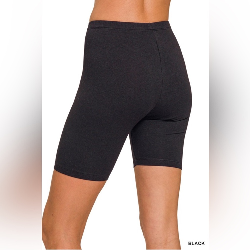 NWT! Premium Cotton Butter Soft Classic Black Women's Biker Shorts - Picture 3 of 3